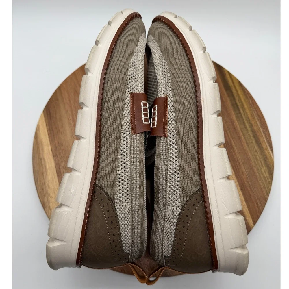 Leisure Men's EU 47 / US 13 1/2 Knit Penny Loafers Tan‎ Brown Slip On Shoes 0525